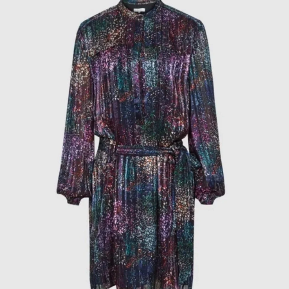Reiss IslaBlack Metallic High Neck Shift Dress 12
